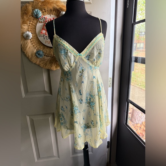 Vintage Secret Treasures butterfly garden ribbon trim slip robe set, size large - Picture 5 of 14